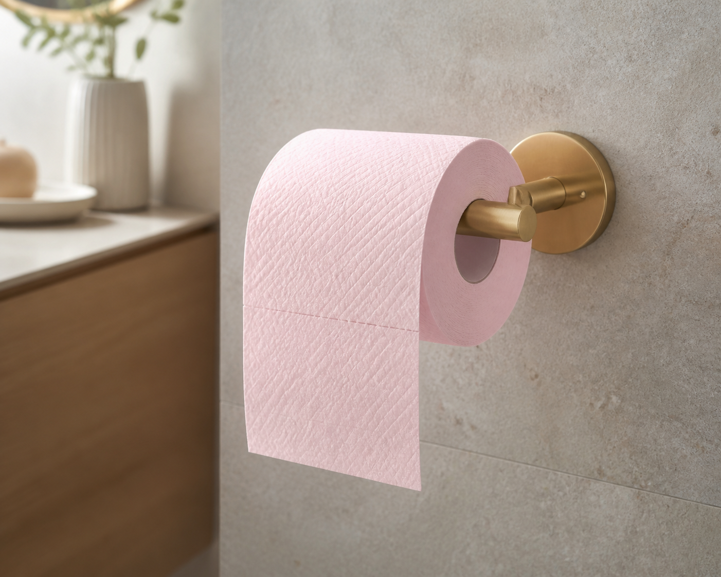 Custom colored pink toilet tissue roll