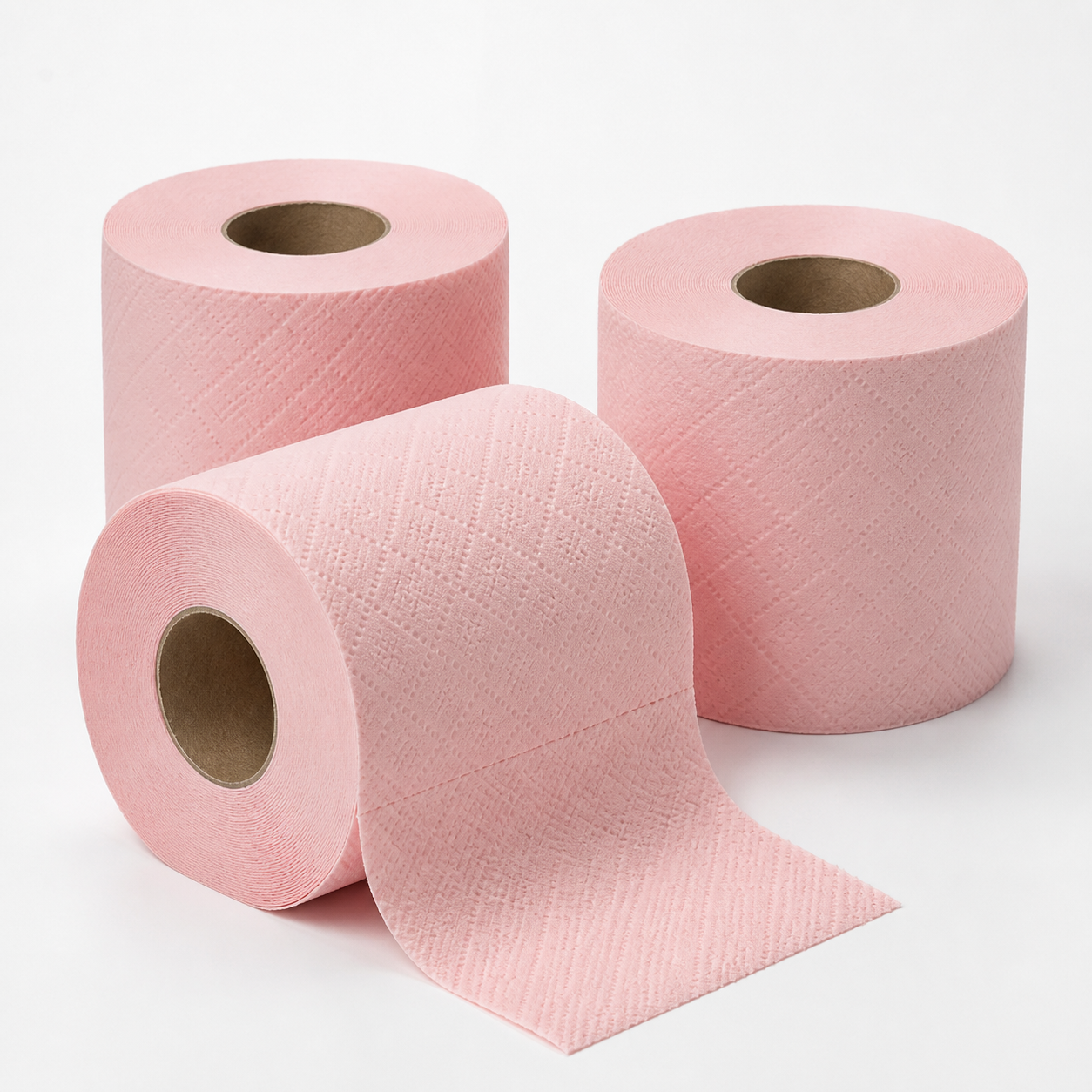 Custom colored pink toilet tissue roll