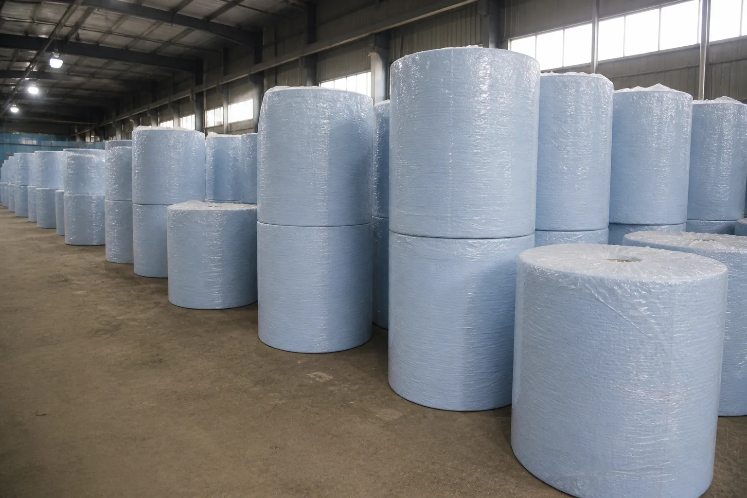 Light blue kitchen towel jumbo rolls in bulk