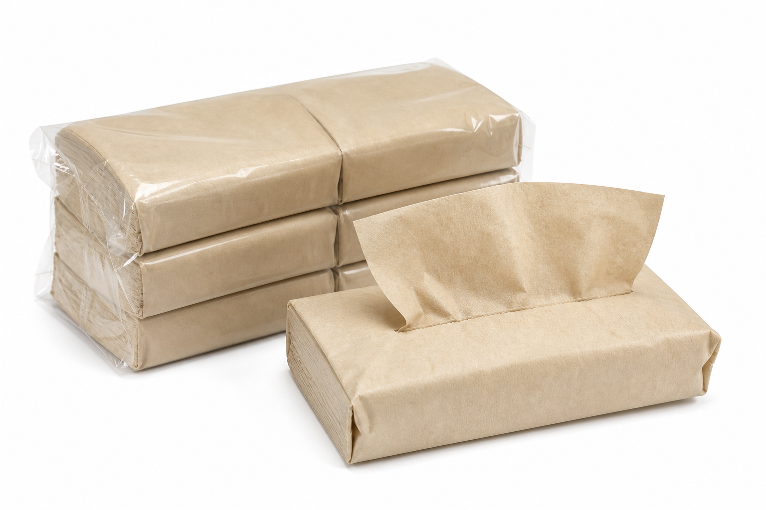 Natural Brown Facial Tissue with Sustainable Fiber Materials