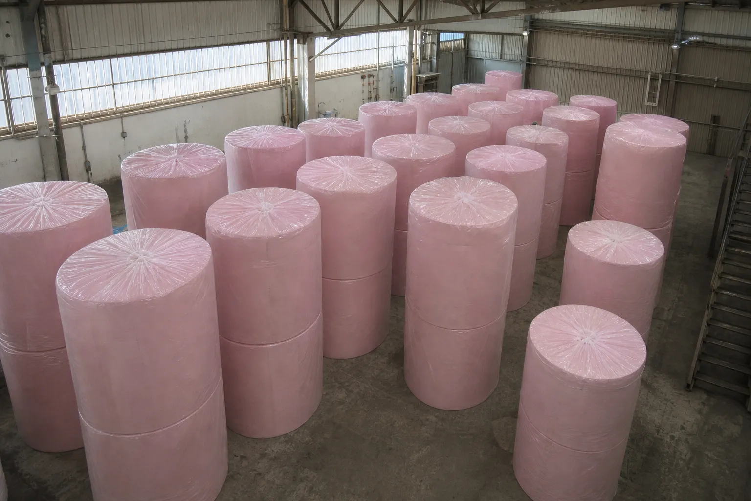 Pink facial tissue jumbo rolls in bulk