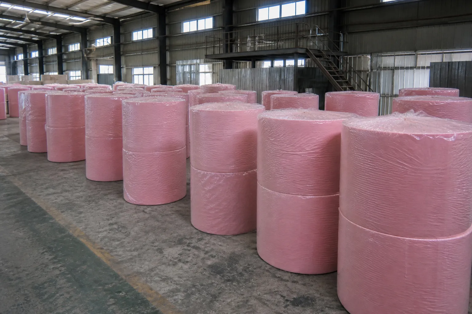 Pink toilet paper parent roll