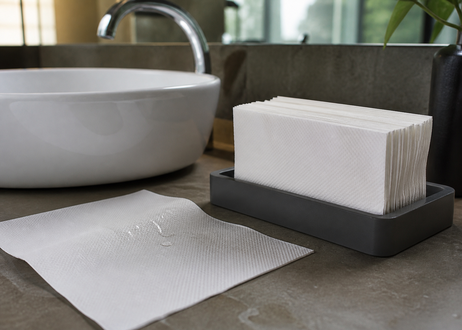 Soft and absorbent white paper hand towels