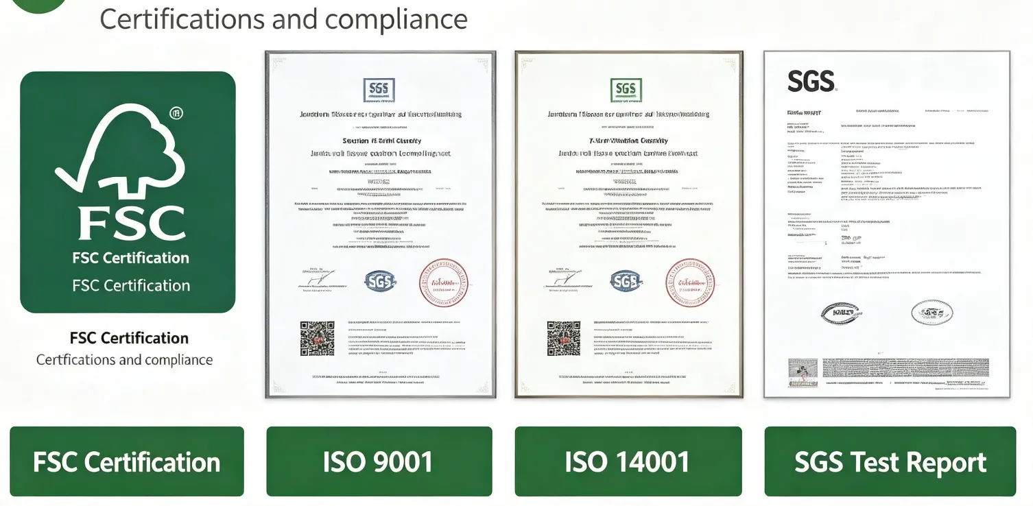 Illustration of certification and compliance documents to request from a tissue jumbo roll supplier