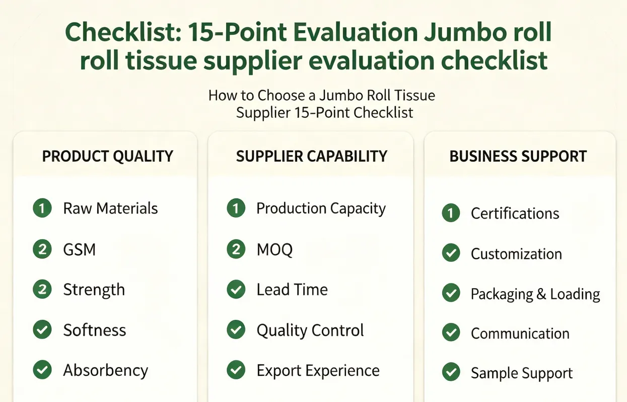 15-point tissue jumbo roll supplier evaluation checklist