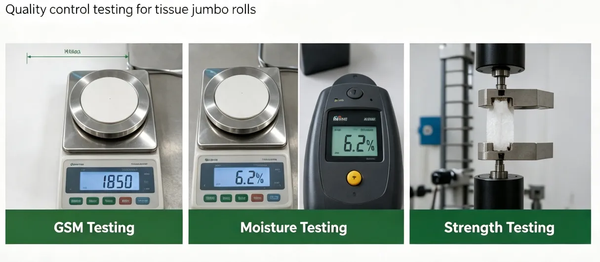 GSM, moisture and strength quality control testing for tissue jumbo rolls