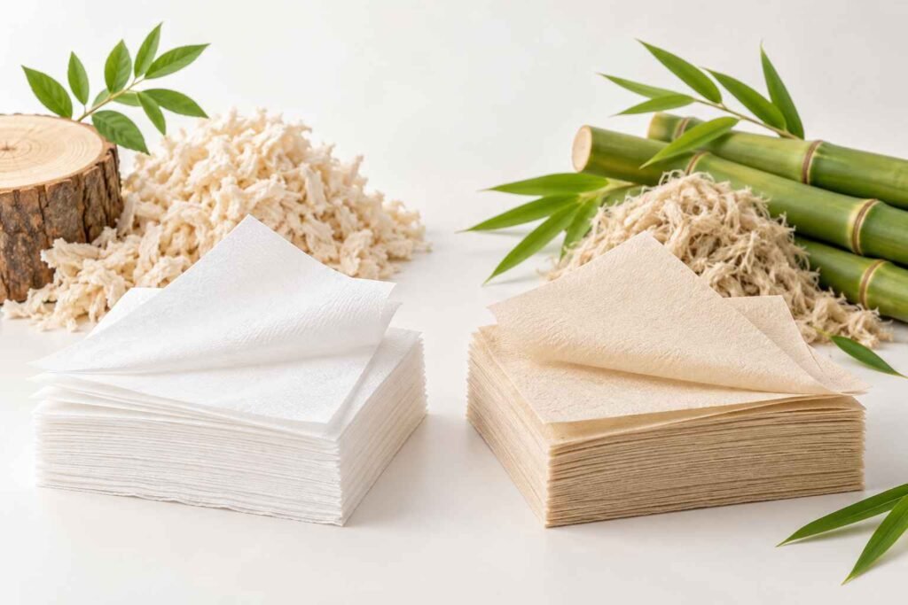 Virgin wood pulp and bamboo pulp tissue comparison
